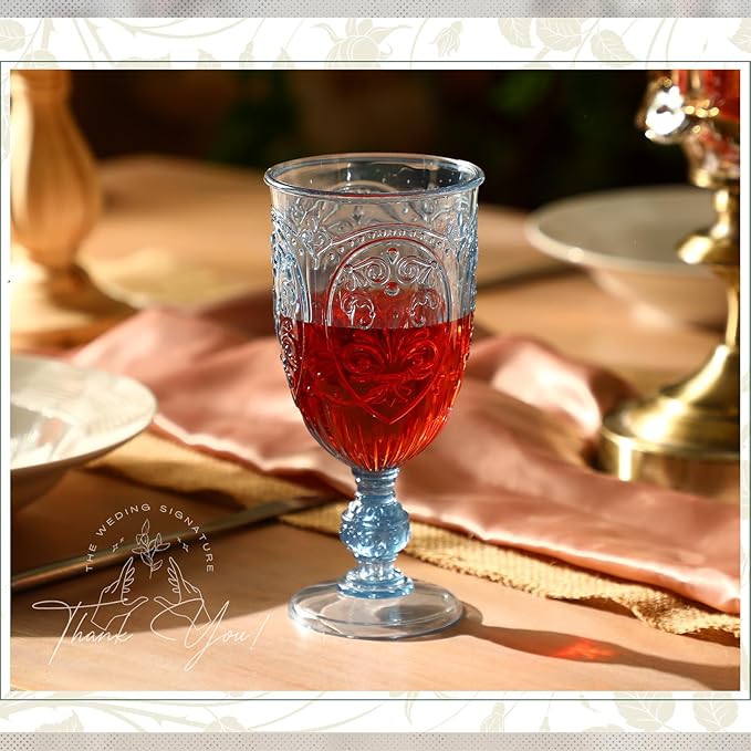 60 Pack Plastic Goblets 10oz Upgrade Vintage Water Goblet Plastic Wine Glasses - Image 5