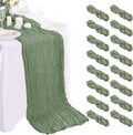 16PCS Sage Green Cheesecloth Boho Gauze Table Runner by AIRIT+LOVELY