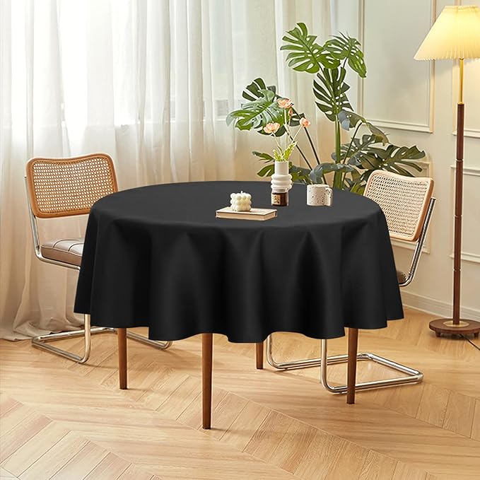 sancua 2 Pack Round Tablecloth 70 Inch Black, Stain and Wrinkle Resistant Table - Image 3