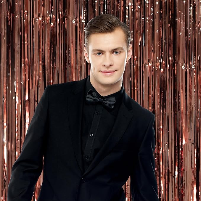 2 Pack Brown Foil Fringe Backdrop Curtains, Tinsel Streamers Party Decorations - Image 6