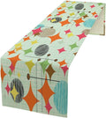 Mid Century Table Runner, Abstract Retro Modern Geometric Colorful Stripe by Kurtect