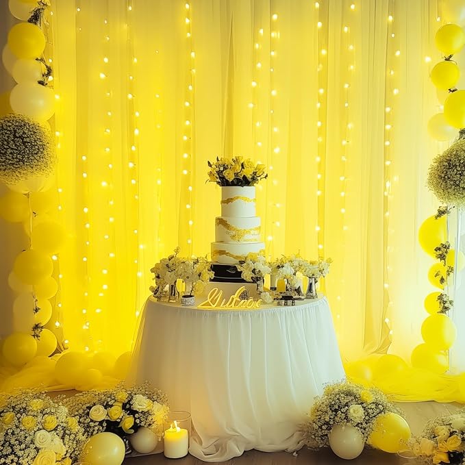 10×10ft Yellow Tulle Backdrop Curtain - Image 4