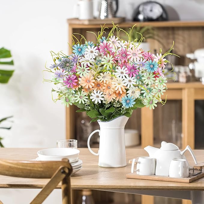 AmyHomie 6 Bundles Wildflowers Fake Daisy Outdoor Artificial Flowers UV - Image 7