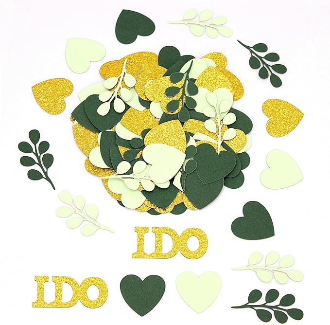 200PC Sage Green Wedding Confetti Wedding Shower Decorations Heart I do - Image 7