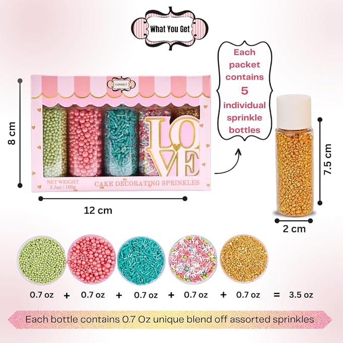 Confect Cool Mom Sprinkles Mix – 5 Pack Assorted Cake & Cupcake Decorations - Image 4