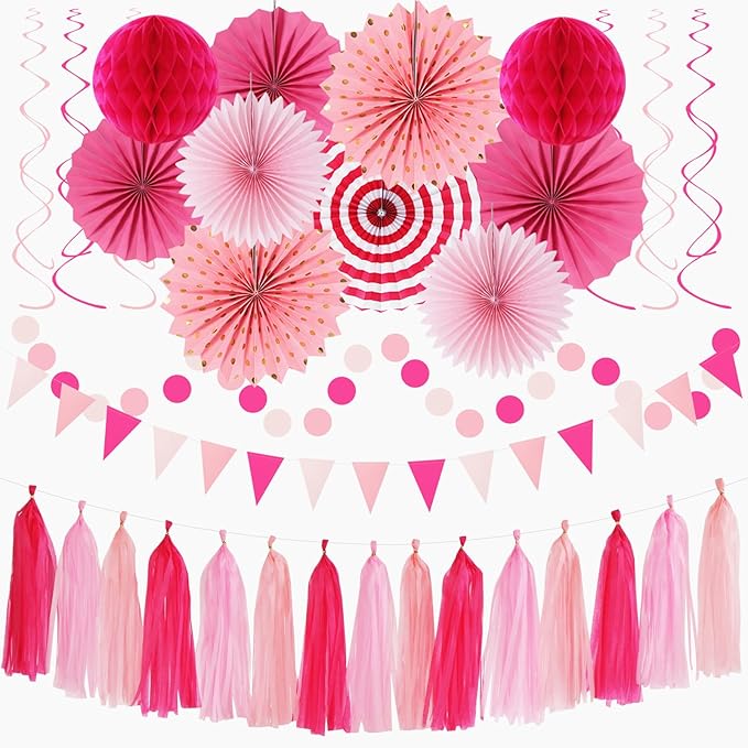 Hot-Pink Rose Red Party-Decorations by Hugtmr