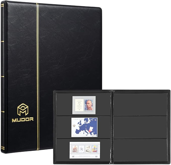 MUDOR Stamp Collecting Album for Collectors, 3 Rows Pockets, 10 Sheets Stamp by MUDOR