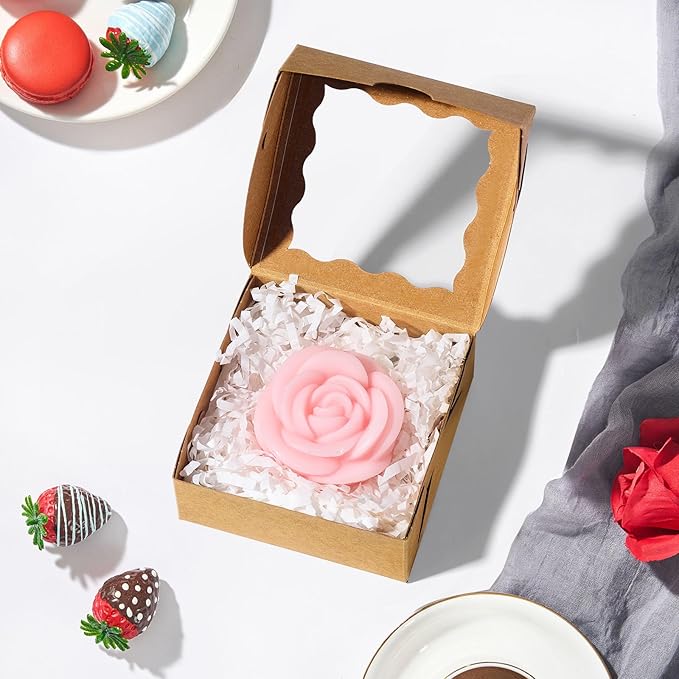 RomanticBaking 3 ¼" x 3 ¼" x 1 ½" 50PCS Chocolate Truffle Boxes - Image 6