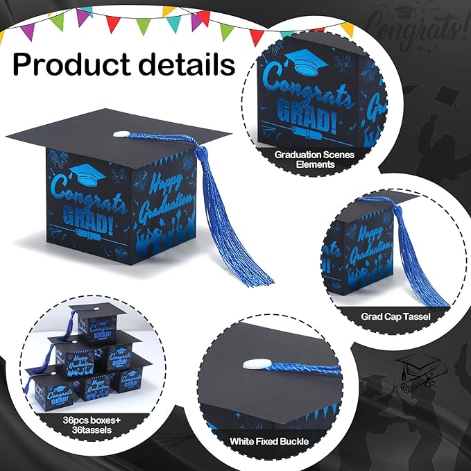 COTOPHER 36 Pack Mini Graduation Cap Gift Boxes - Image 4