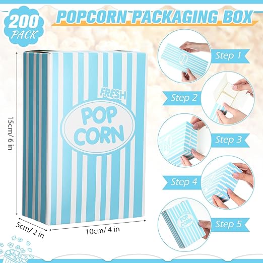 Xinnun 200 Pcs Paper Popcorn Boxes 1 oz Close Top Oil Proof Disposable Popcorn - Image 2