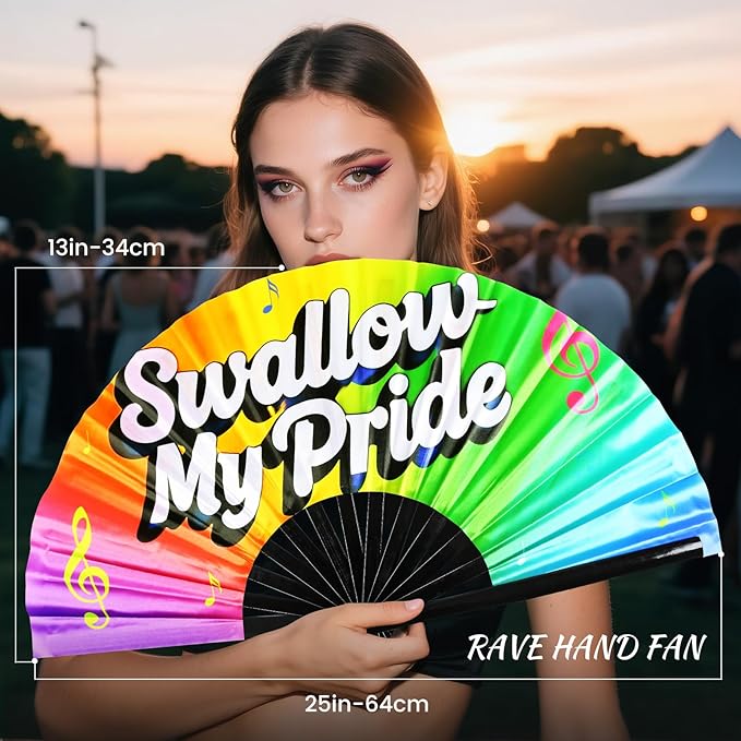 SYNTECSO Folding Hand Fan for Rave, Popping Fan for Line Dancing, Drag Queen - Image 2