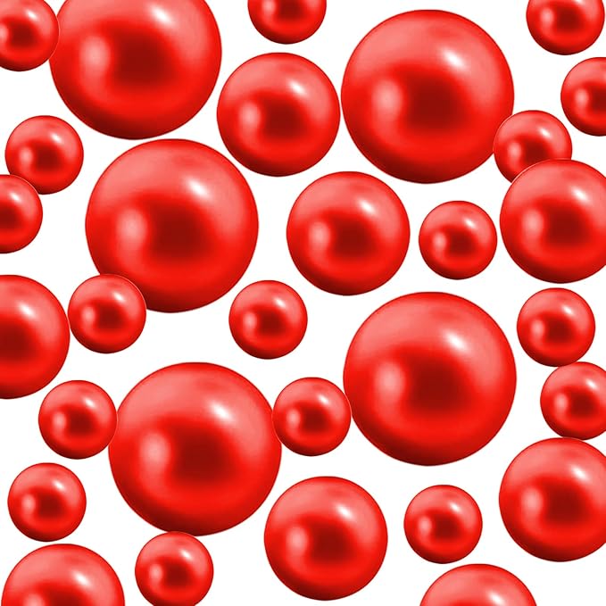 300Pcs Vase Filler Red No Hole Faux Pearl Beads by ORIKASO