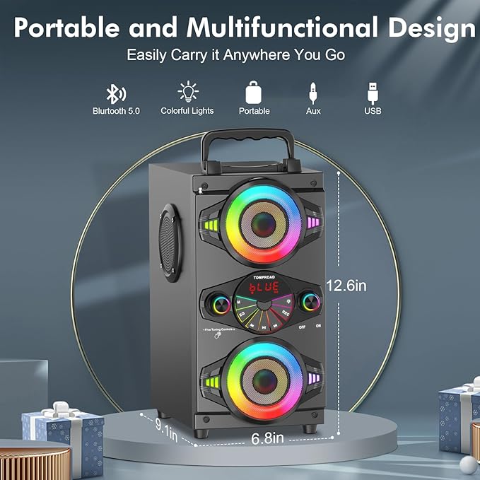Portable Bluetooth Speakers 60W Big Powerful Wireless Loud Stereo Bass Sound - Image 2