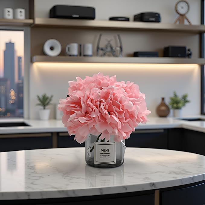 LADADA Artificial Peony and Glass vase Decoration, Used - Image 3
