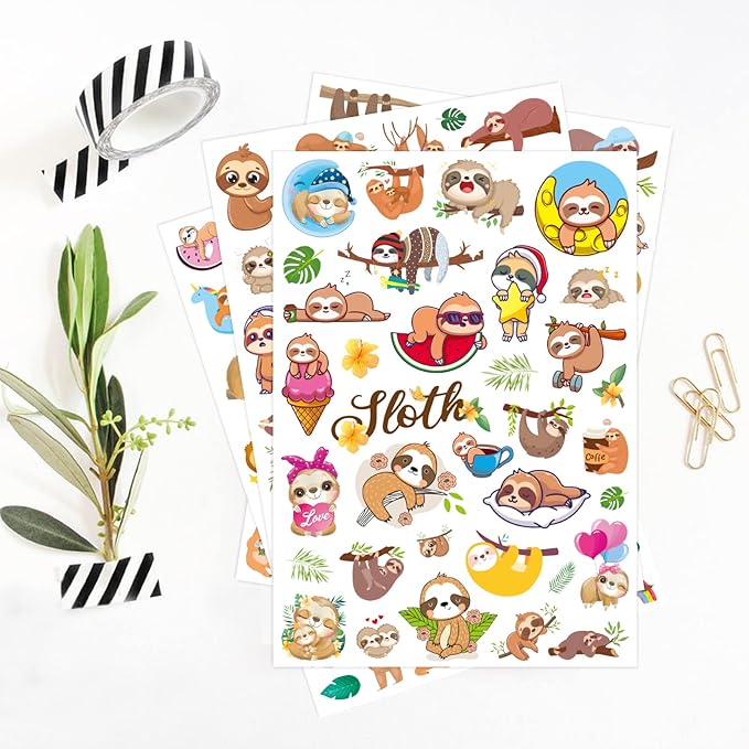Cute Sloth Stickers Wild Jungle Forest Animal Decal Sticker 770 Counts Party - Image 2