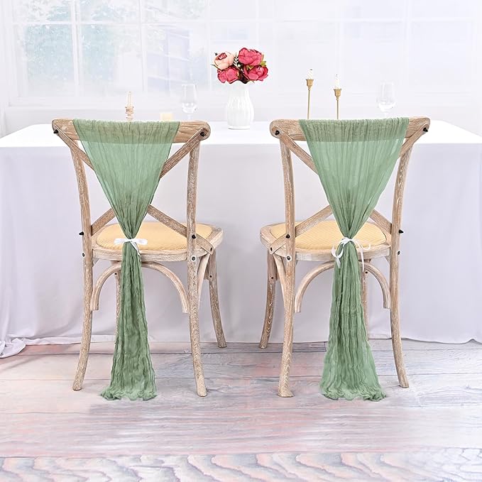 50 PCS Cheesecloth Chair Sashes Bows Wedding Aisle Decorations Chair Ribbon - Image 4