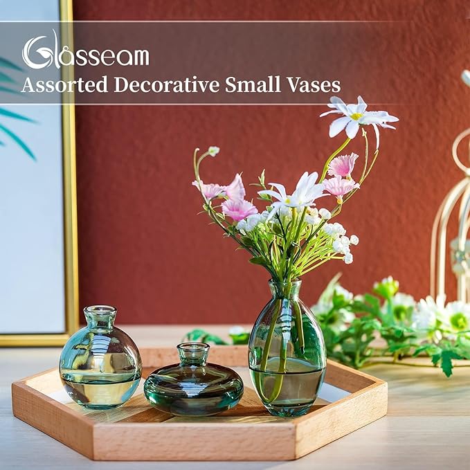 Bud Vases 3Pcs/Set Small Vases Handmade Cute Green Small Vases - Image 6