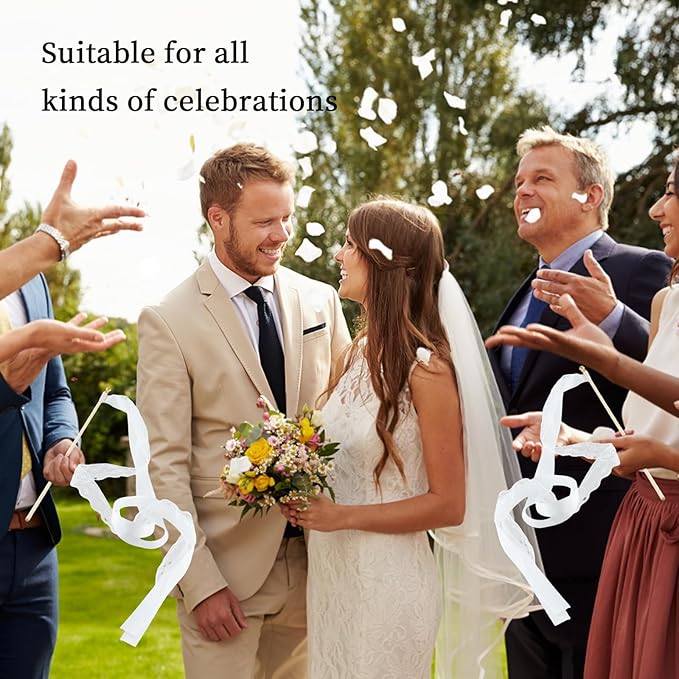 30 Pcs White Wedding Wands, Lace Wedding Streamers, Ribbon Streamers, Wedding - Image 5