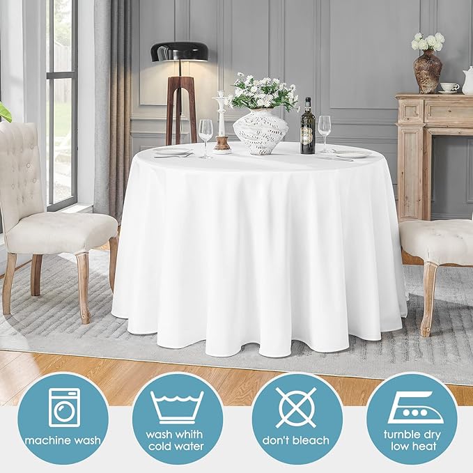 VidaFete 6 Pack 90inch Round Tablecloth Polyester Table Cloth，Stain Resistant - Image 4