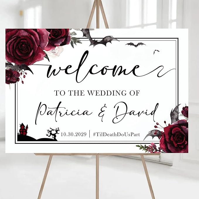 Wedding Sign Halloween Wedding, Welcome To Our Wedding Sign, Til Death Do Us - Image 5