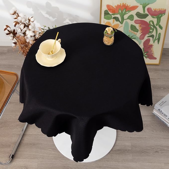 Small Square Black Tablecloth 36 x 36 Inch Polyester Fabric Washable Table - Image 3