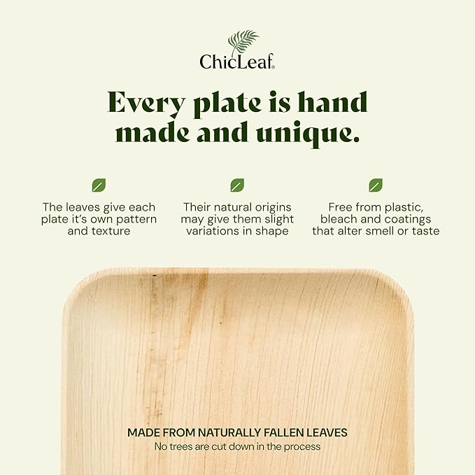 Chic Leaf Compostable & Biodegradable Palm Leaf Disposable Bamboo Plates - Image 9