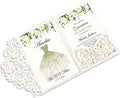 DORIS HOME 50pcs Laser Cut Quinceanera Invitations Green and Ivory White by DorisHome