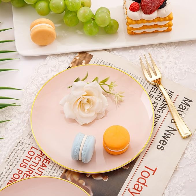 Festiva 200Pcs Pink Gold Cake Plates 6.3" - Image 4