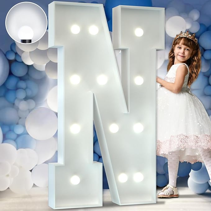 imprsv Marquee Letter N, 13.37x5.1in, Cool White LED Light, Decorative Signage by Letsmakeitimpressive