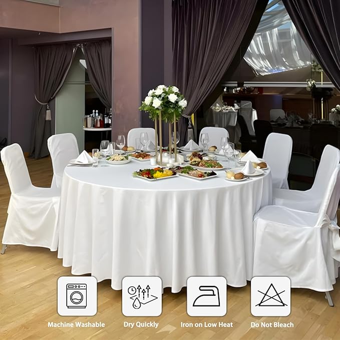 8 Pack White Round Tablecloth 120 Inch White Table Cloth Stain and Wrinkle - Image 7