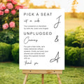 Modern Wedding Yard Sign – Pick a Seat & Unplugged Ceremony – Artistic Layout – by VIRAGIL