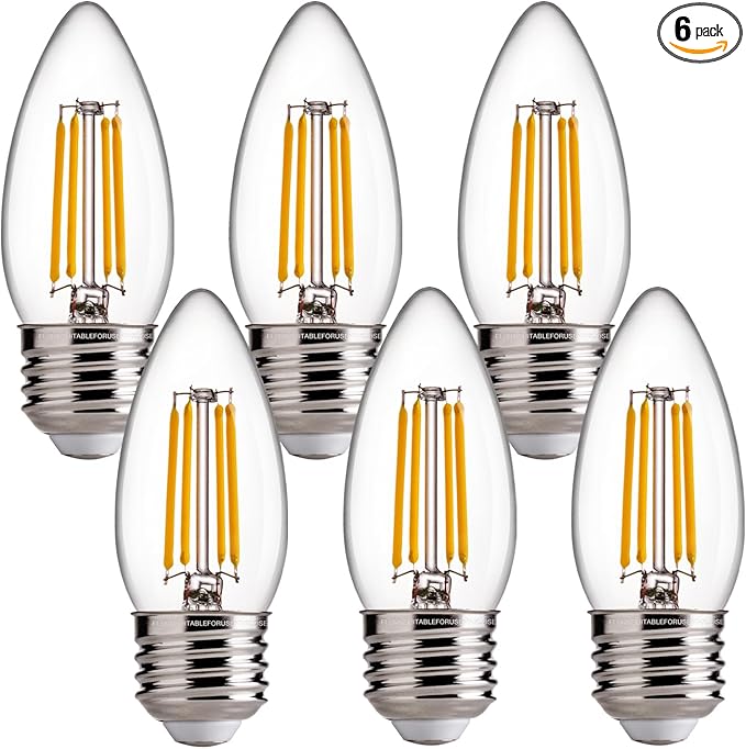 FLSNT Dimmable LED Candelabra Light Bulbs 60W Equivalent E26 Base, B11 LED by FLSNT