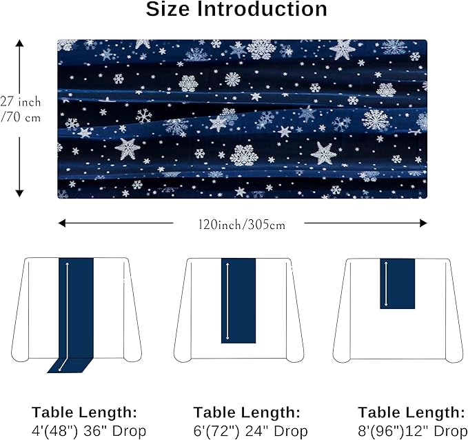 Snowkingdom Christmas Table Runner, 120 Inch Seasonal Winter Holiday Kitchen - Image 8