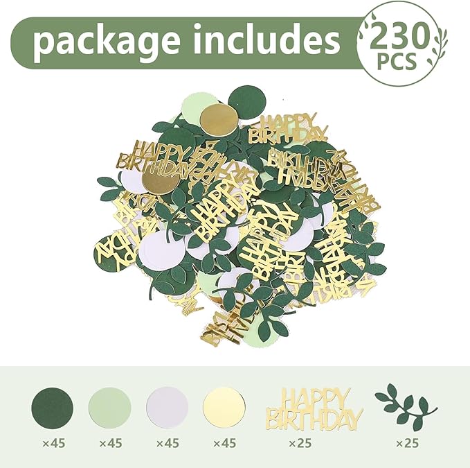Sage Green Happy Birthday Confetti, Birthday Table Decorations Scatter Green - Image 2