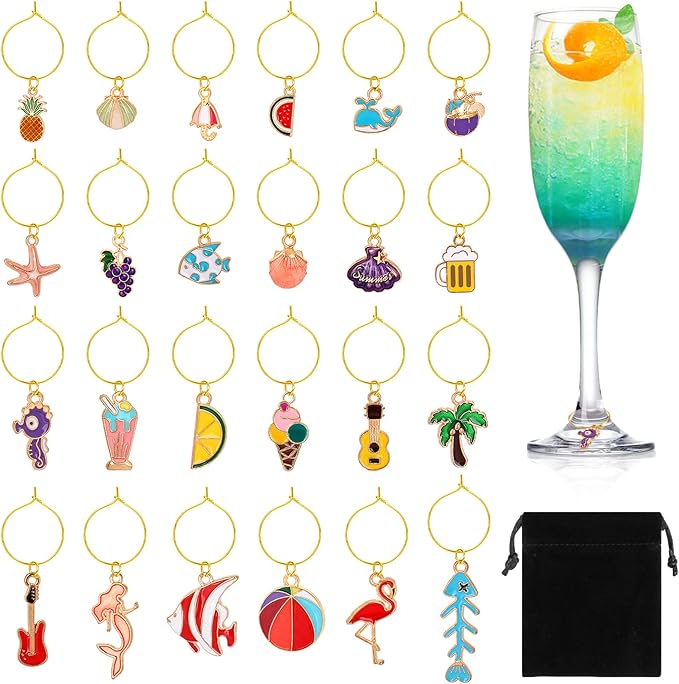 SANNIX 24pcs Wine Glass Charms by SANNIX