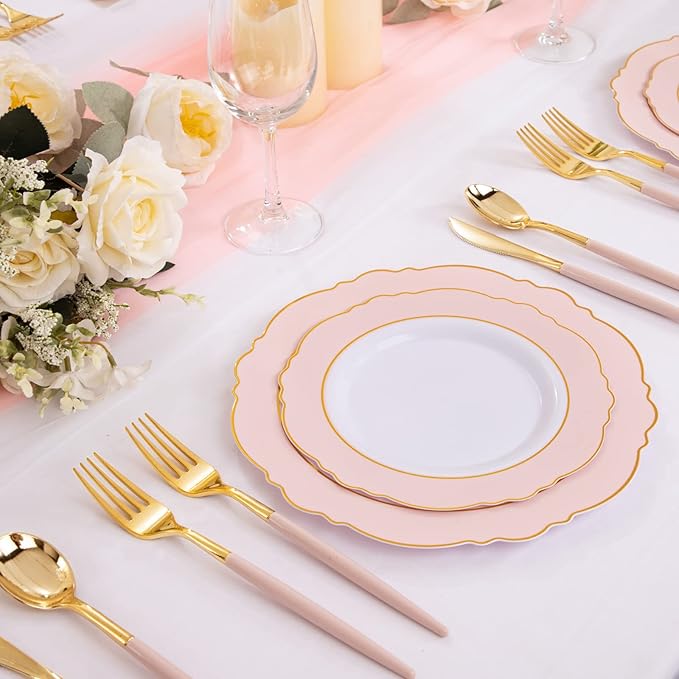 Rubtlamp 90Pcs Gold Plastic Silverware, 60 Plastic Forks and Spoons - Image 4