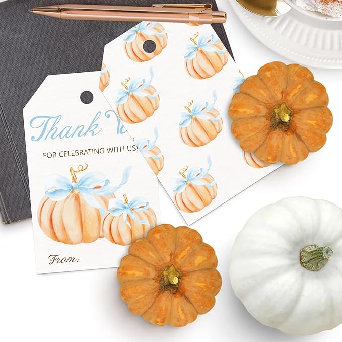 50pcs Little Pumpkin Thank You Tags, Pumpkin Bow Fall Theme Favor Tags - Image 4