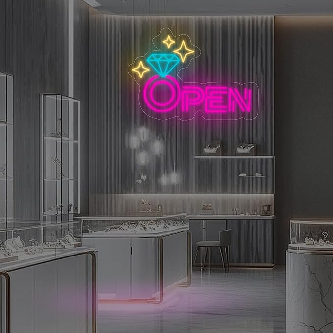 Diamond Open Indoor Neon Sign For Jewelry Store Custom Led Neon Sign Business - Image 2
