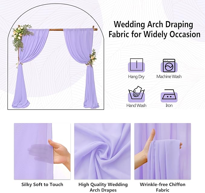8 Panels Wedding Arch Draping Fabric 28" x 20Ft Wedding Arch Drapes Chiffon - Image 6