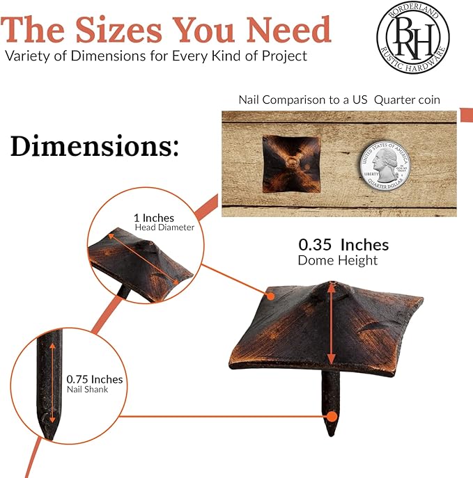 25 Pack 1" Square Head Iron Clavos Decorative Nails – Oil Rubbed Bronze – - Image 4