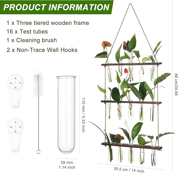 YIBOT Propagation Stations, 3 Tiered Wall Hanging Terrarium - Image 2