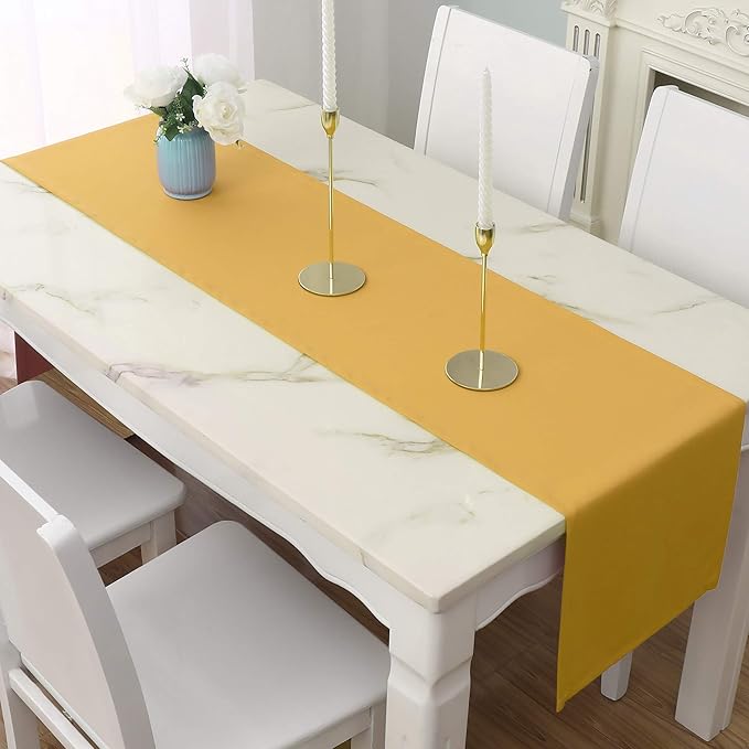 DUALIFE Table Runner Yellow 14 x 72 Inches Long Vivid Fall Yellow Table Runner by DUALIFE
