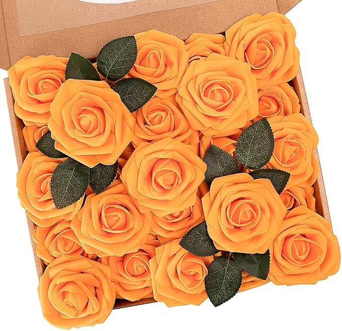 N&T NIETING Artificial Flowers, Fake Flowers Orange Roses Perfect by NTNIETING