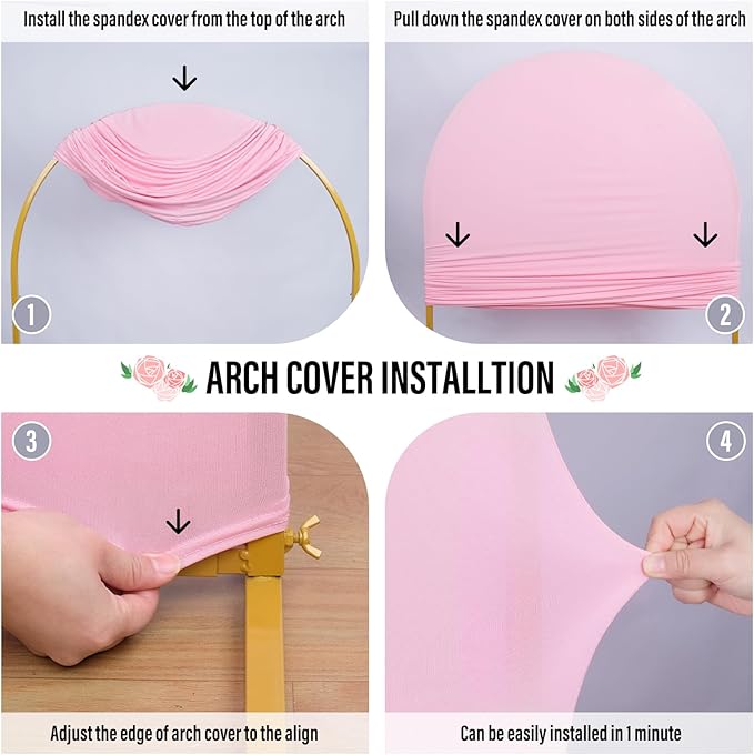 LEBENGURU Upgraded 5FT Wedding Arch Cover, Light Pink Spandex Fitted Arch - Image 5