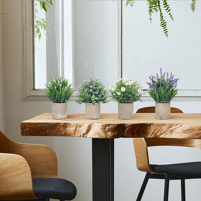 4 Pack Small Fake Plants, Artificial Eucalyptus Leaves - Image 6