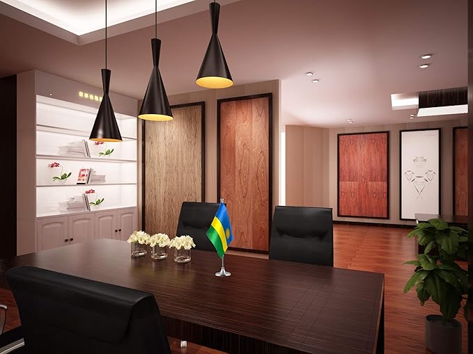GentleGirl.USA Rwanda Table Flags, Stick Small Mini Rwandan Flag Office Desk - Image 3