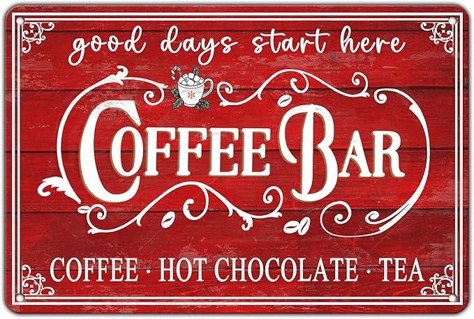 Vintage Christmas Coffee Bar Tin Sign by GJXFTPTTBD