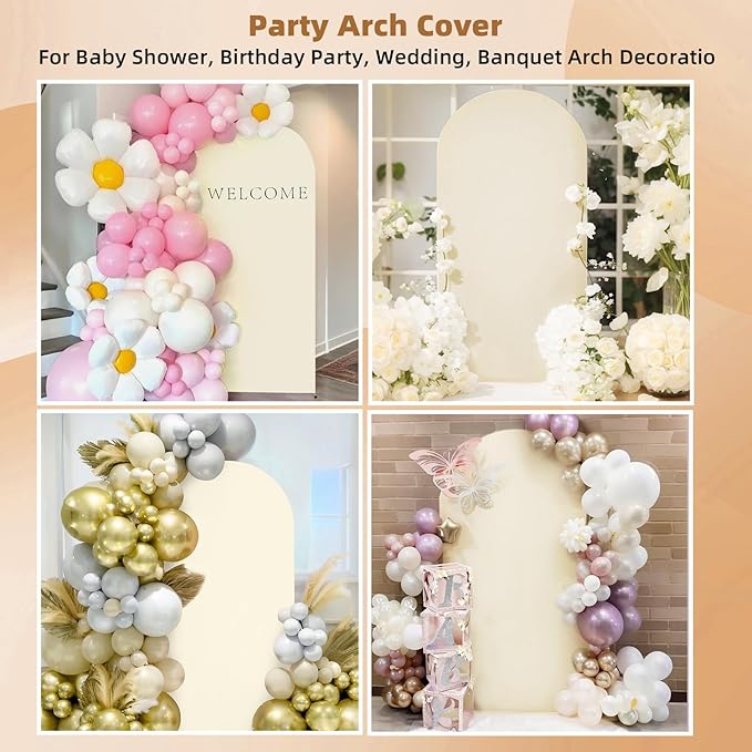 HEMMOTOP 6.6 ft Light Beige Arch Backdrop Cover, Spandex Arch Covers Stretchy - Image 8