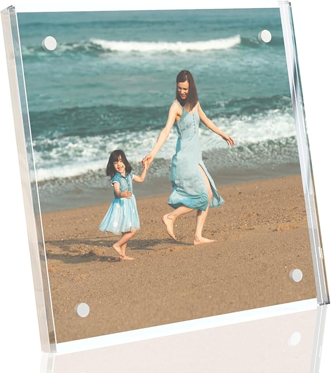 HELPLEX Picture Frames, 1 Pack 4x4 inch Acrylic Picture Frame Clear 4 x 4 Photo by HELPLEX