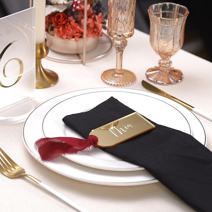 UNIQOOO 20 Pcs Mirror Gold Acrylic Place Cards, 3.9x1.6 inches DIY Blank - Image 7